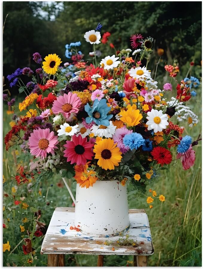 PosterMonkey Poster 30x40 cm Bloemen Krukje Gieter Veld Posters Kamer decoratie Wanddecoratie woonkamer Muurdecoratie slaapkamer