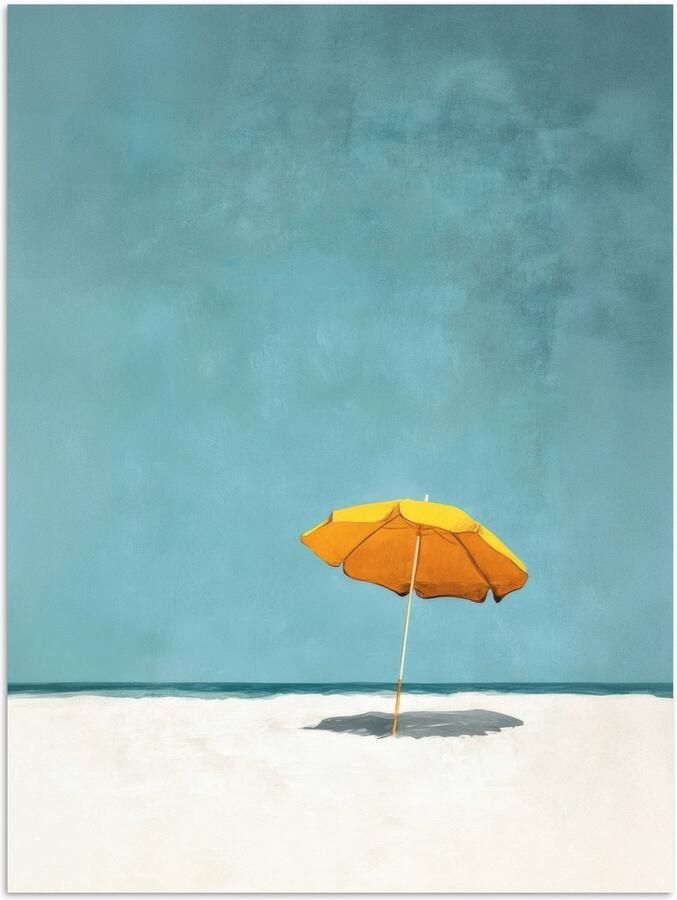 PosterMonkey Poster 30x40 cm Parasol Geel Strand Zee Posters Kamer decoratie Wanddecoratie woonkamer Muurdecoratie slaapkamer