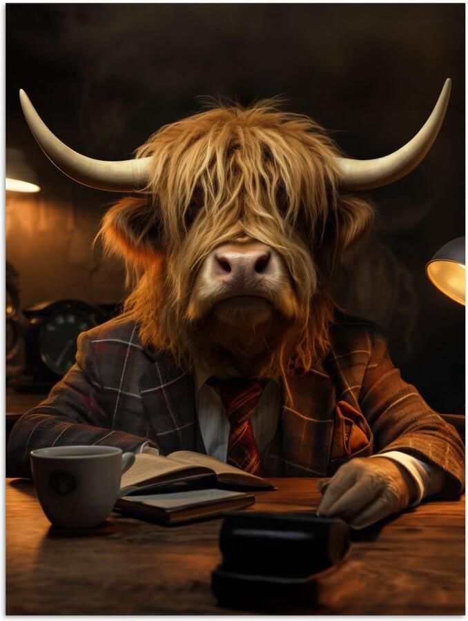 PosterMonkey Poster 60x80 cm Schotse hooglander Dier Pak Bureau Posters Kamer decoratie Wanddecoratie woonkamer Muurdecoratie slaapkamer