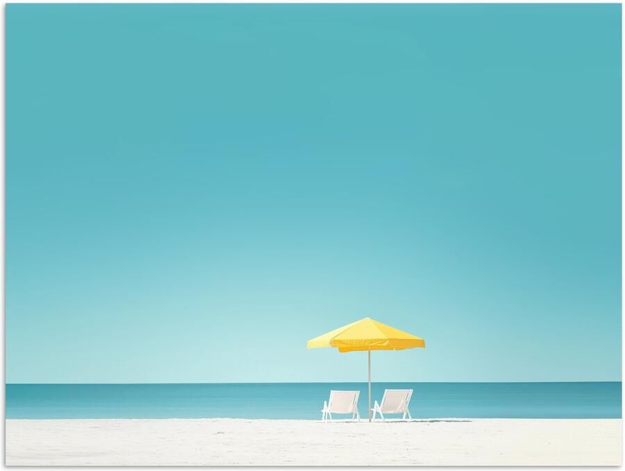 PosterMonkey Poster 160x120 cm Strand Blauwe lucht Geel Parasol Posters Kamer decoratie Wanddecoratie woonkamer Muurdecoratie slaapkamer XXL