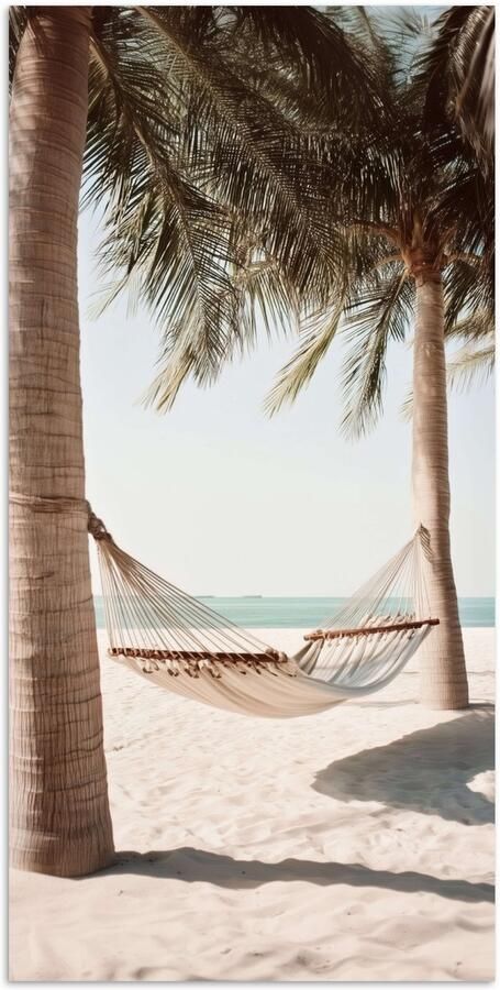 PosterMonkey Poster 60x120 cm Hangmat Palmbomen Strand Zee Posters Kamer decoratie Wanddecoratie woonkamer Muurdecoratie slaapkamer