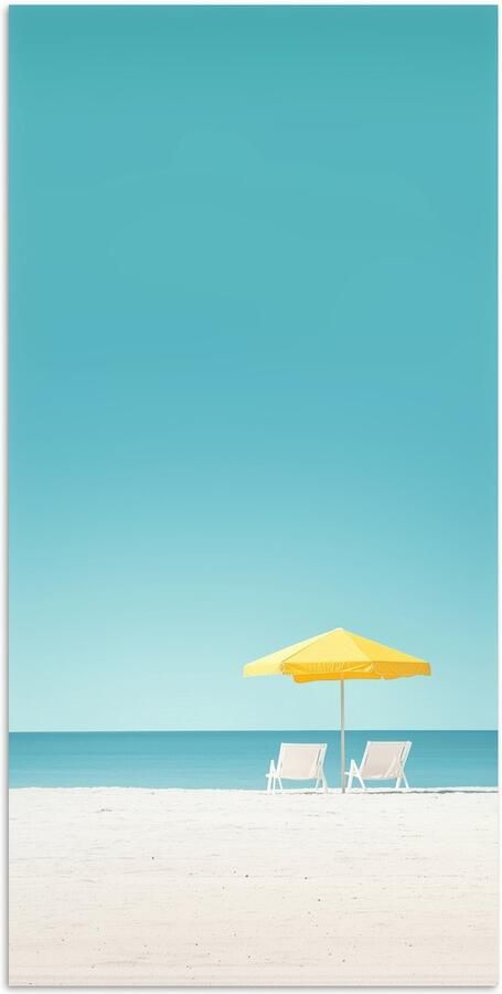 PosterMonkey Poster 40x80 cm Strand Blauwe lucht Geel Parasol Posters Kamer decoratie Wanddecoratie woonkamer Muurdecoratie slaapkamer