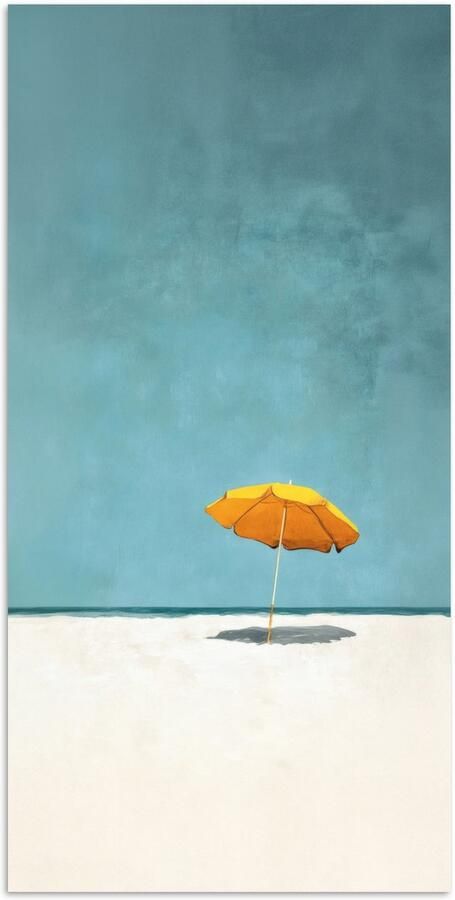 PosterMonkey Poster 40x80 cm Parasol Geel Strand Zee Posters Kamer decoratie Wanddecoratie woonkamer Muurdecoratie slaapkamer