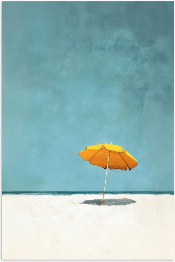 PosterMonkey Poster 40x60 cm Parasol Geel Strand Zee Posters Kamer decoratie Wanddecoratie woonkamer Muurdecoratie slaapkamer
