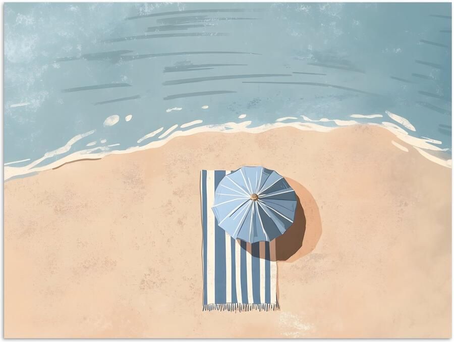 PosterMonkey Poster 160x120 cm Strandlaken Strepen Parasol Strand Posters Kamer decoratie Wanddecoratie woonkamer Muurdecoratie slaapkamer XXL