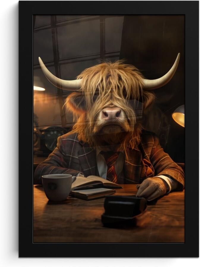 PosterMonkey Poster in lijst Fotolijst 20x30 cm Posters Schotse hooglander Dier Pak Bureau Posterlijst zwart Decoratie Wanddecoratie woonkamer Muurdecoratie slaapkamer