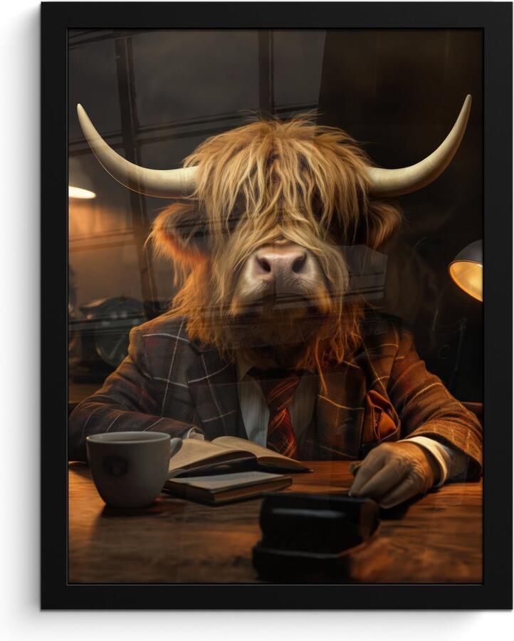 PosterMonkey Poster in lijst Fotolijst 30x40 cm Posters Schotse hooglander Dier Pak Bureau Posterlijst zwart Decoratie Wanddecoratie woonkamer Muurdecoratie slaapkamer