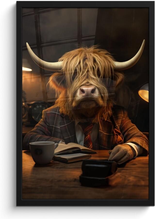 PosterMonkey Poster in lijst Fotolijst 40x60 cm Posters Schotse hooglander Dier Pak Bureau Posterlijst zwart Decoratie Wanddecoratie woonkamer Muurdecoratie slaapkamer