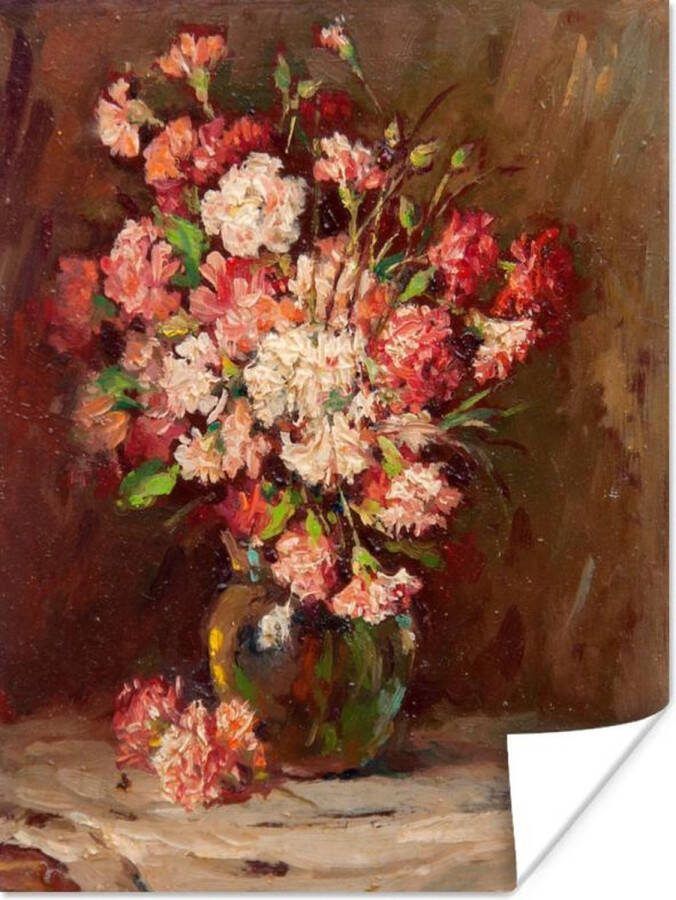 PosterMonkey Stilleven van roze bloemen op een tafel poster papier 30x40 cm klein Foto print op Poster (wanddecoratie woonkamer slaapkamer)