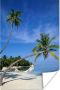 PosterMonkey Twee palmbomen op het strand met een hangmat Poster 120x180 cm Foto print op Poster (wanddecoratie woonkamer slaapkamer) Zee en Strand XXL Groot formaat! - Thumbnail 2