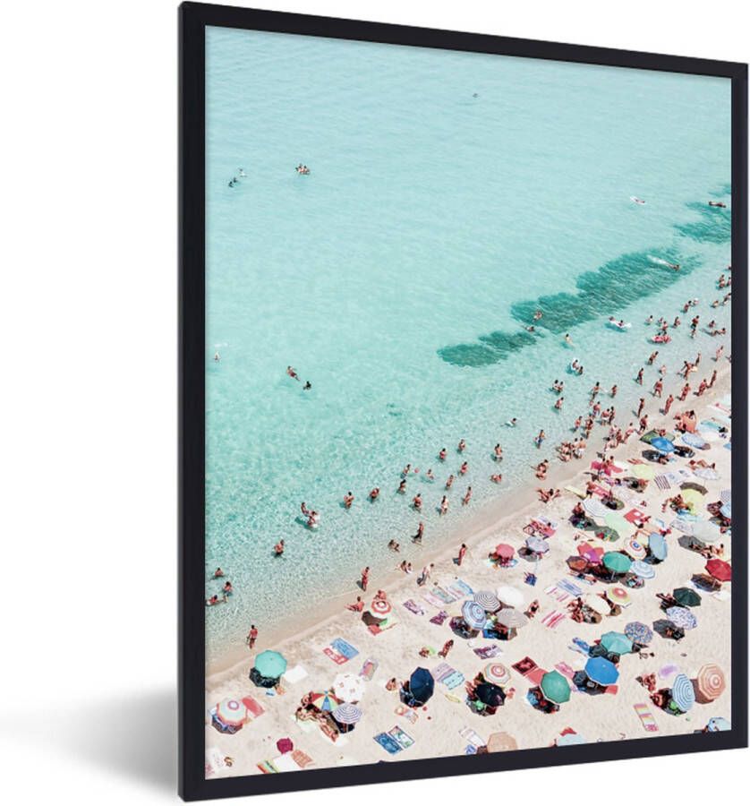 PosterMonkey Fotolijst incl. Poster Zee Strand Parasols Blauw Zomer 120x80 cm Posterlijst - Foto 7