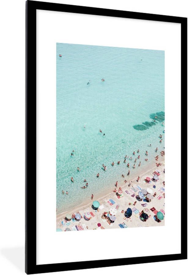 PosterMonkey Fotolijst incl. Poster Zee Strand Parasols Blauw Zomer 60x90 cm Posterlijst - Foto 2