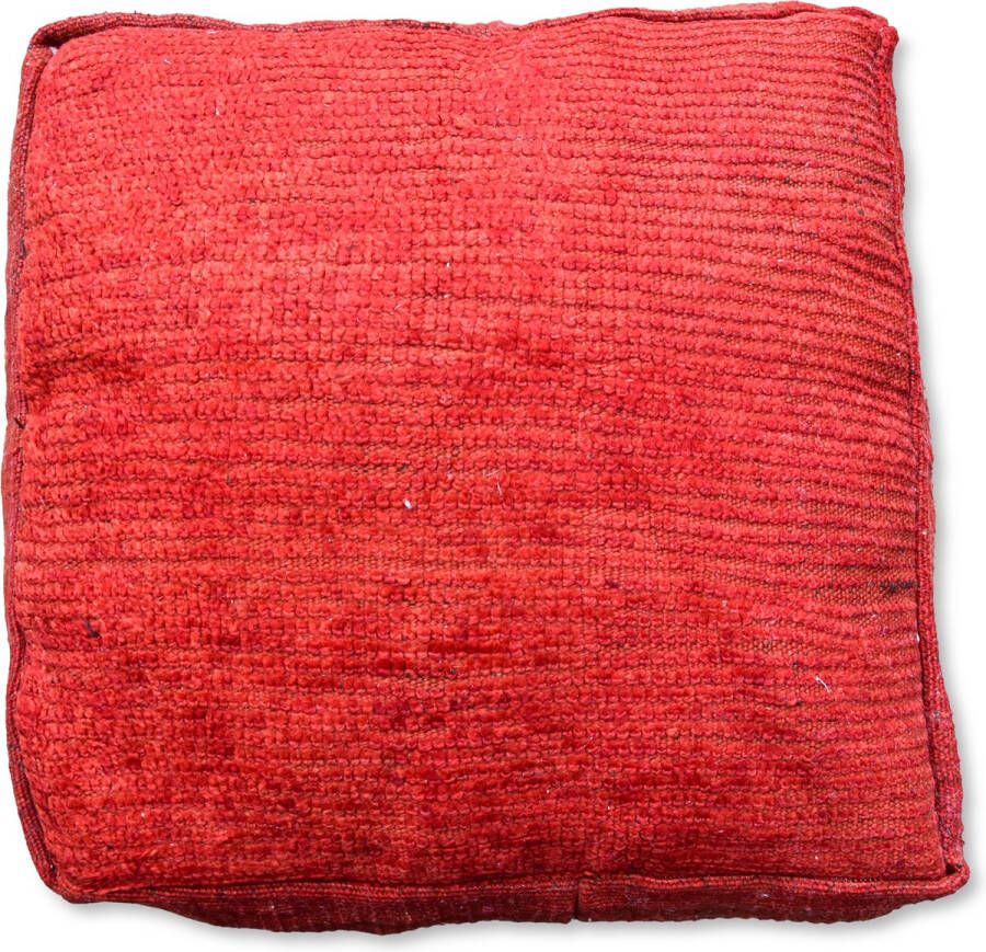 Poufs&Pillows Kelim poef Rood Bohemian vloerkussen handgeweven uit natuurlijke materialen ongevuld