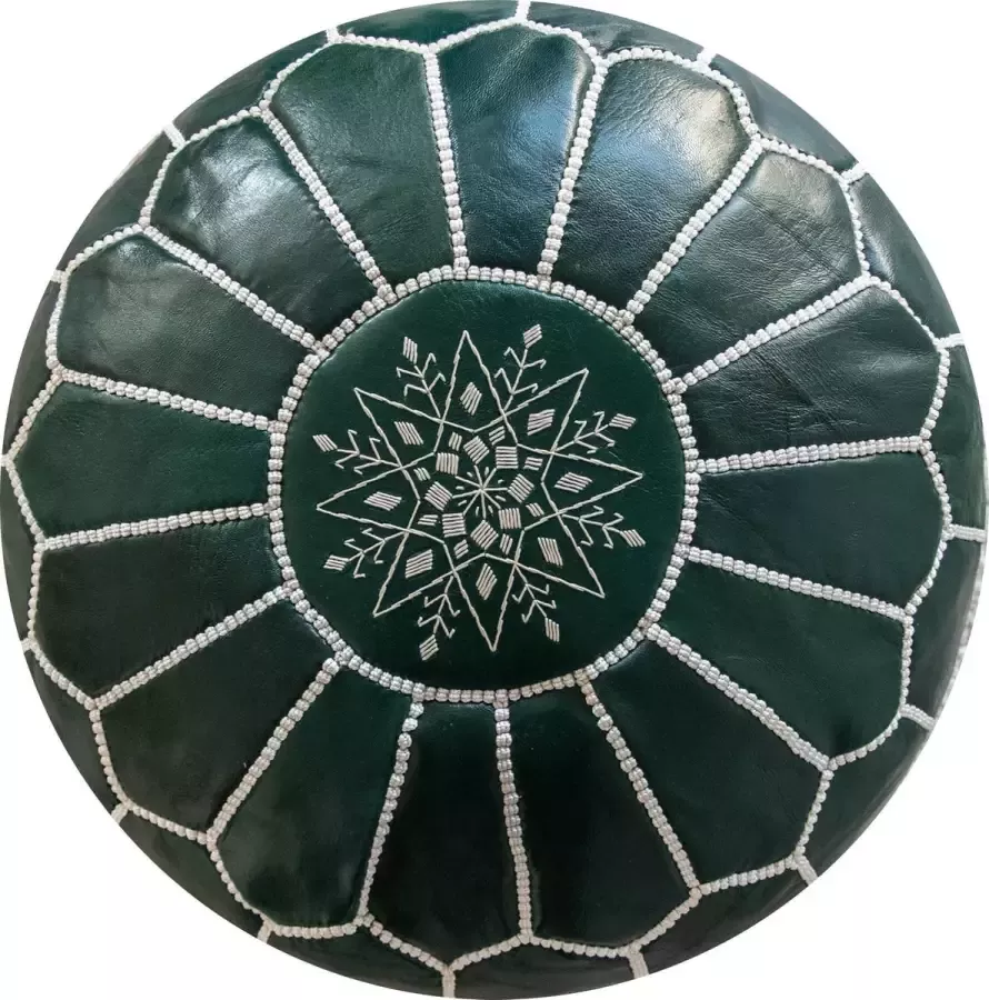 Poufs&Pillows Poef Rond Groen Poef Leer Handgemaakt en stijlvol Gevuld geleverd