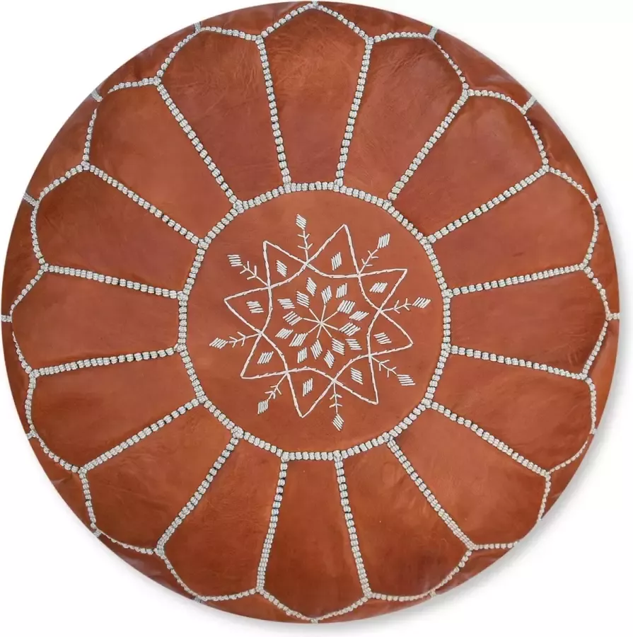Poufs&Pillows Leren Poef Terra bruin Handgemaakt en stijlvol Gevuld geleverd