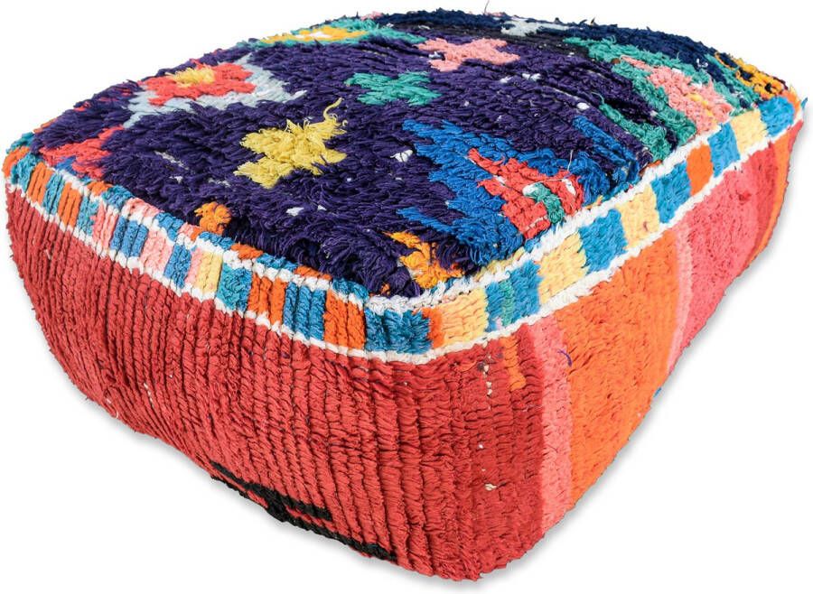 Poufs&Pillows Marokkaanse kelim poef Bohemian vloerkussen handgeweven uit natuurlijke materialen ongevuld K897
