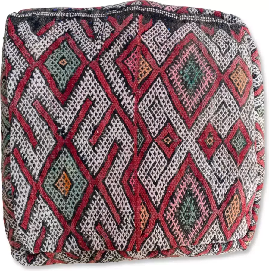 Poufs&Pillows Marokkaanse kelim poef Bohemian vloerkussen handgeweven uit natuurlijke materialen ongevuld K613