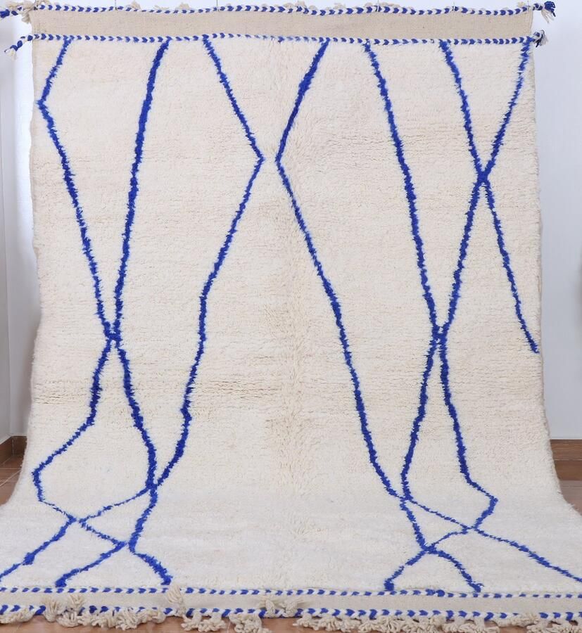 Poufs&Pillows Vloerkleed Vintage Marokkaans Vloerkleed 225 x 135 cm Handgemaakt Kleurrijk & Uniek Gemaakt van 100% wol Hoogpolig Azilal Tapijt