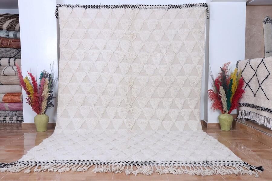 Poufs&Pillows Vloerkleed Vintage Marokkaans Vloerkleed 290 x 190 cm Handgemaakt Kleurrijk & Uniek Gemaakt van 100% wol Hoogpolig Beni Mguild Tapijt