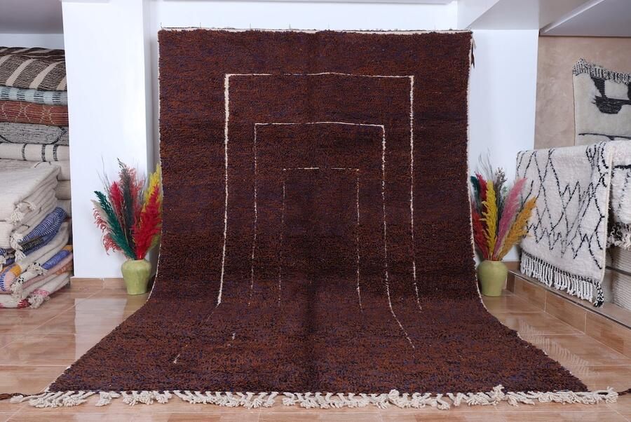 Poufs&Pillows Vloerkleed Vintage Marokkaans Vloerkleed 360 x 90 cm Handgemaakt Kleurrijk & Uniek Gemaakt van 100% wol Hoogpolig Boujaad Tapijt