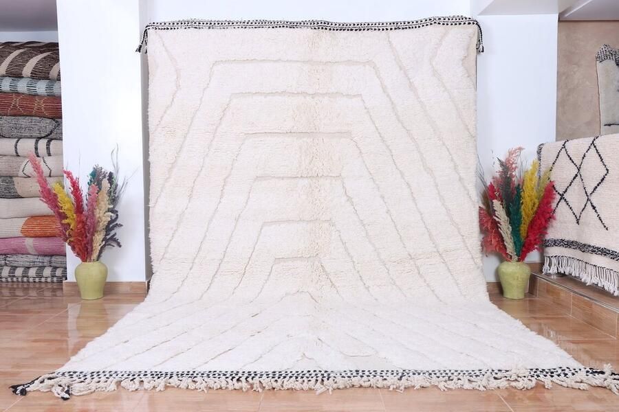 Poufs&Pillows Handgeweven Berber Tapijt ''Beni Ourain'' 300 x 200 cm Uniek en handgemaakt Hoogpolig vloerkleed 100 % wol