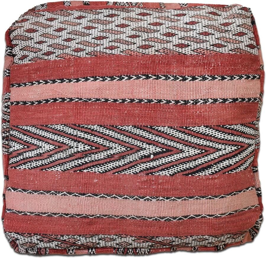 Poufs&Pillows Handgeweven Marokkaanse Vloerkussen Kelim Poef 60x60x25 CM Uniek en stijlvol ONGEVULD Cover only k939 - Foto 2