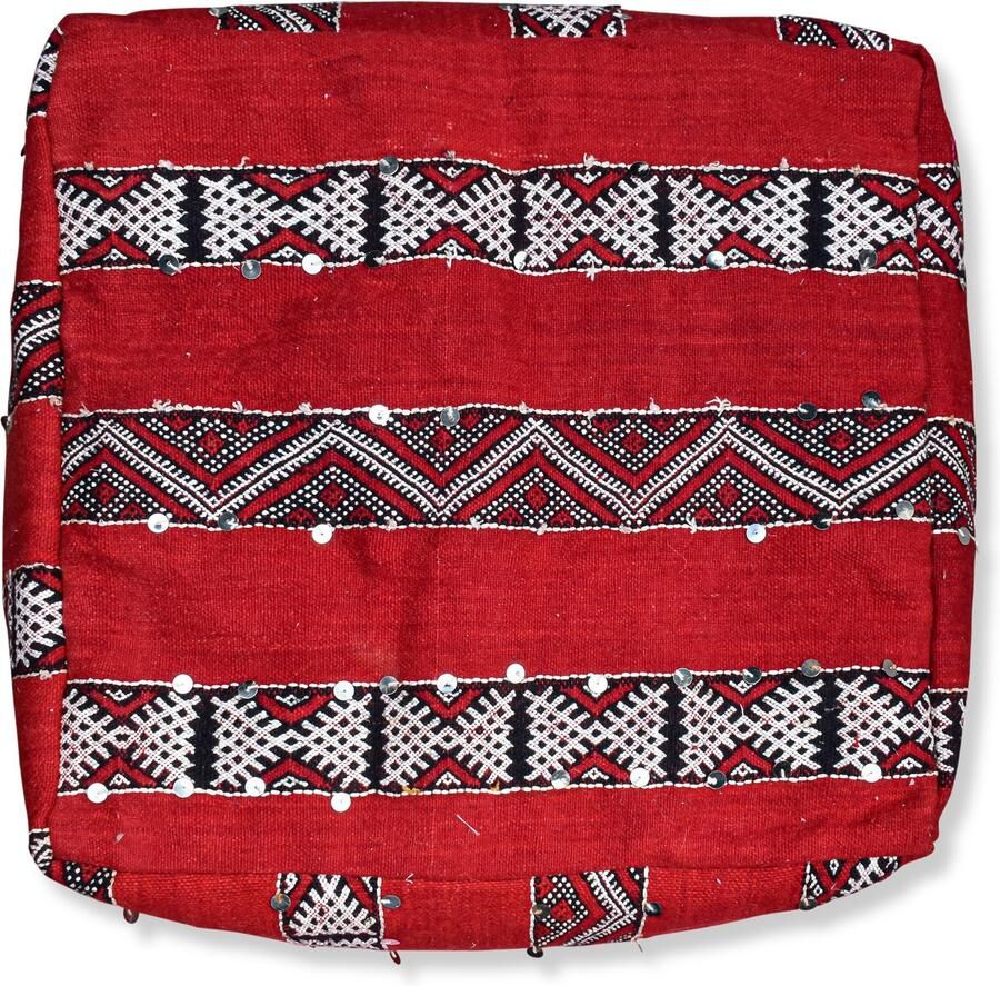 Poufs&Pillows Handgeweven Marokkaanse Vloerkussen Kelim Poef 60x60x25 CM Uniek en stijlvol ONGEVULD Cover only k939