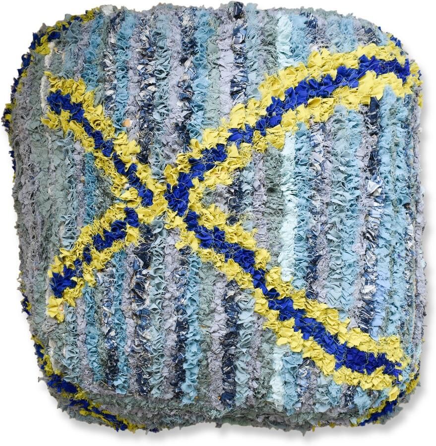 Poufs&Pillows Marokkaans boucharouite vloerkussen Bohemian vloerkussen handgeweven uit natuurlijke materialen ongevuld K1467 - Foto 3
