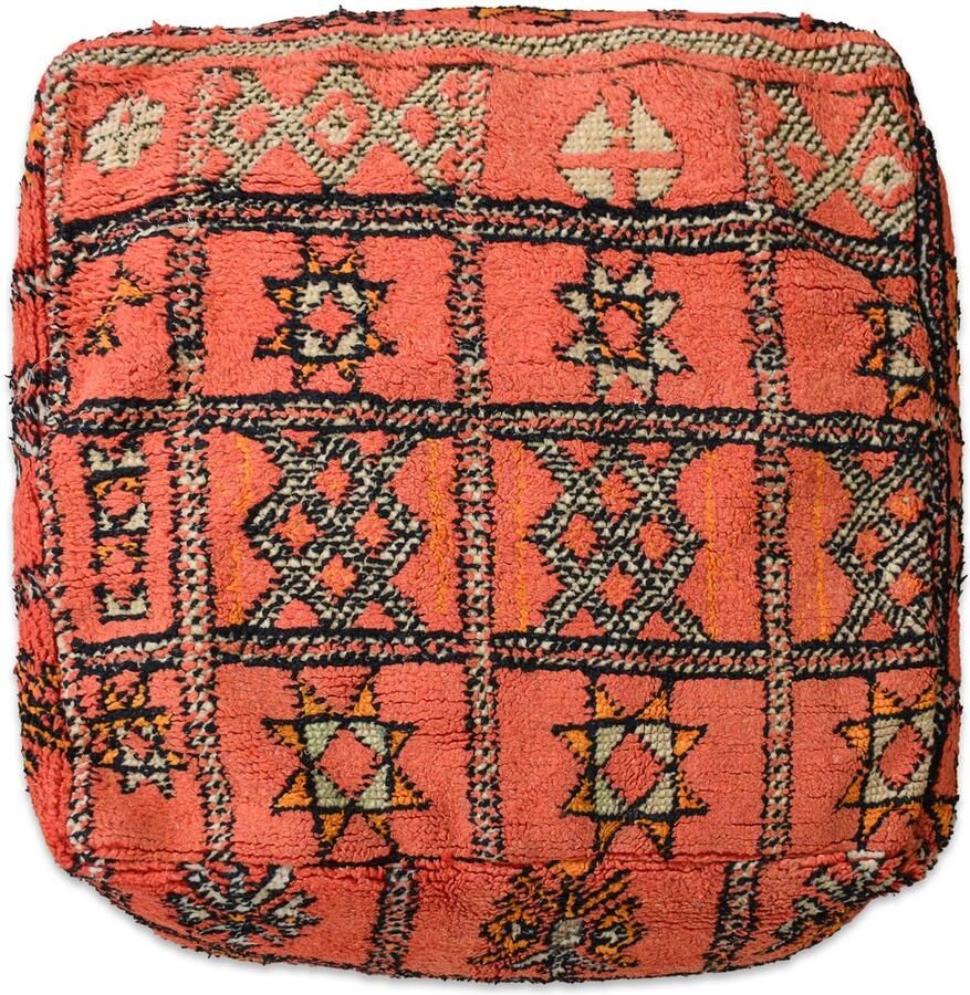 Poufs&Pillows Marokkaans poef vloerkussen Uniek en handgemaakt 60x60x20 CM Gevuld geleverd Kleurrijk palletkussen k1051