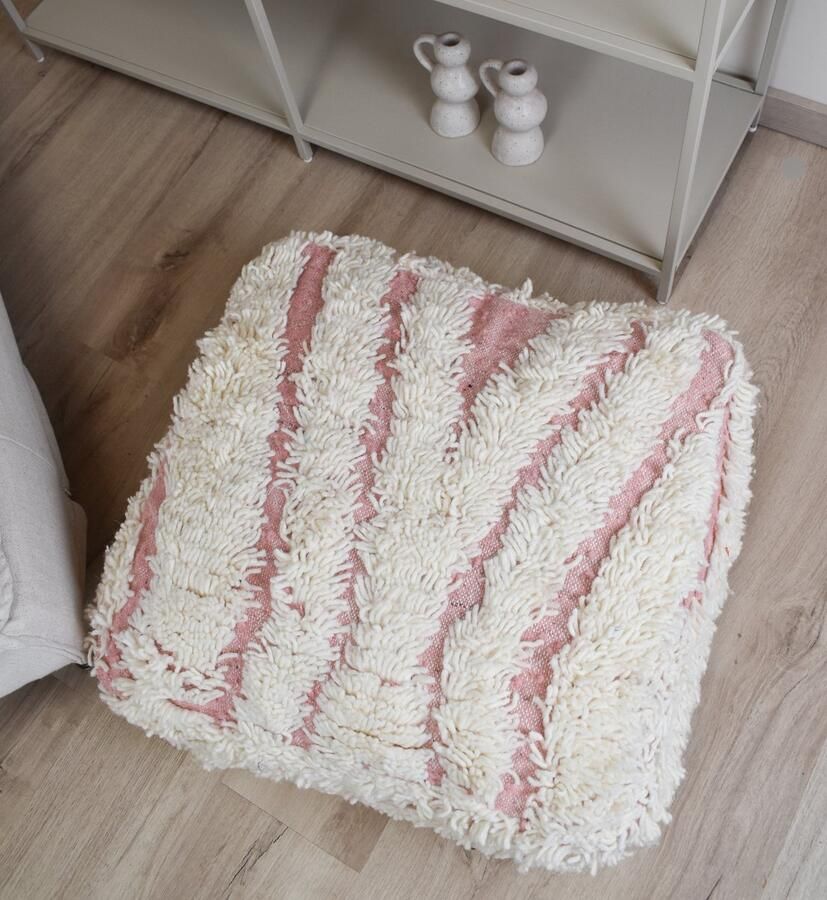 Poufs&Pillows Marokkaans poef vloerkussen Uniek en handgemaakt 60x60x20 CM Gevuld geleverd Kleurrijk palletkussen k1699 - Foto 4