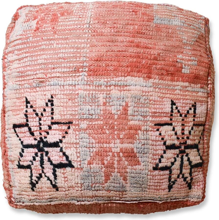 Poufs&Pillows Marokkaans vloerkussen Bohemian poef handgeweven unieke kelim uit natuurlijke materialen Gevuld geleverd k1397