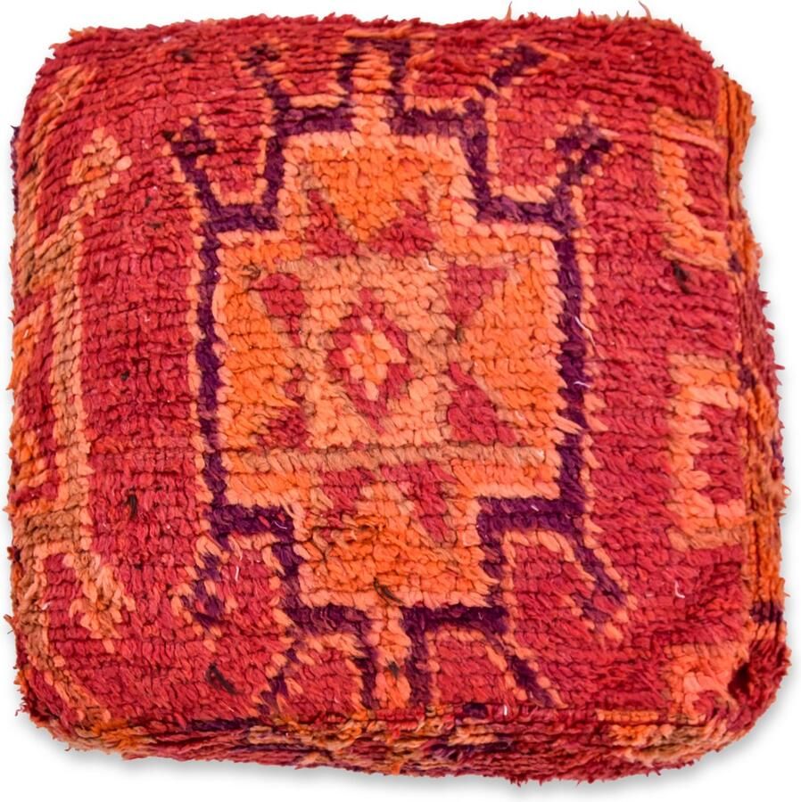 Poufs&Pillows Marokkaans vloerkussen Bohemian poef handgeweven unieke kelim uit natuurlijke materialen Gevuld geleverd k1145
