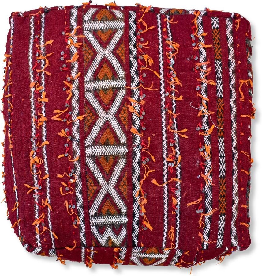 Poufs&Pillows Marokkaans vloerkussen Bohemian poef handgeweven unieke kelim uit natuurlijke materialen Gevuld geleverd k1397 - Foto 4