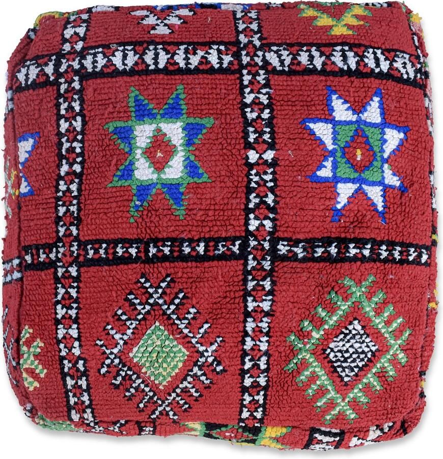 Poufs&Pillows Marokkaans vloerkussen Bohemian poef handgeweven unieke Oosterse poef uit wol Gevuld geleverd k1147 - Foto 2