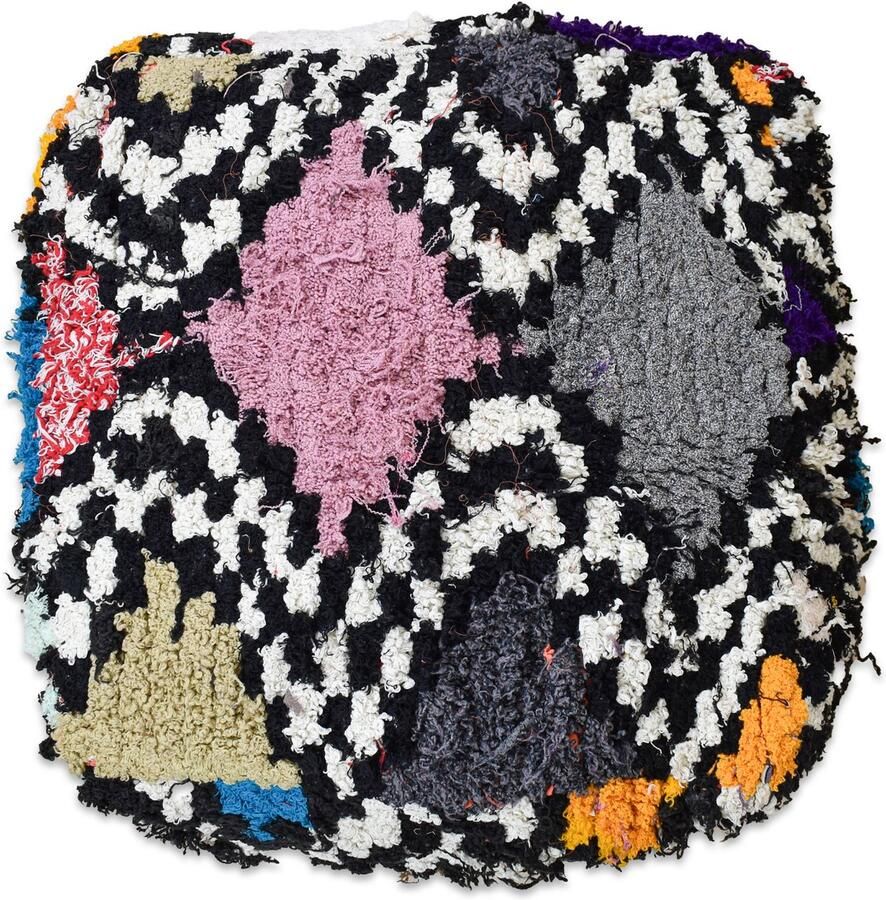 Poufs&Pillows Marokkaans vloerkussen Bohemian poef handgeweven unieke Oosterse poef uit wol Gevuld geleverd k1147