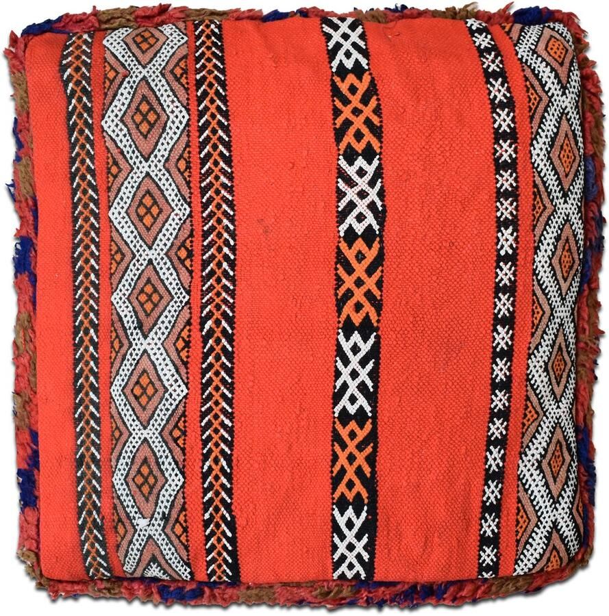 Poufs&Pillows Marokkaans vloerkussen Boucharouite poef handgeweven unieke kelim uit natuurlijke materialen Gevuld geleverd k900