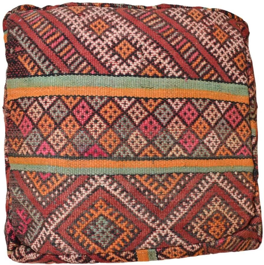 Poufs&Pillows Marokkaanse kelim poef Bohemian vloerkussen handgeweven uit natuurlijke materialen ongevuld k827