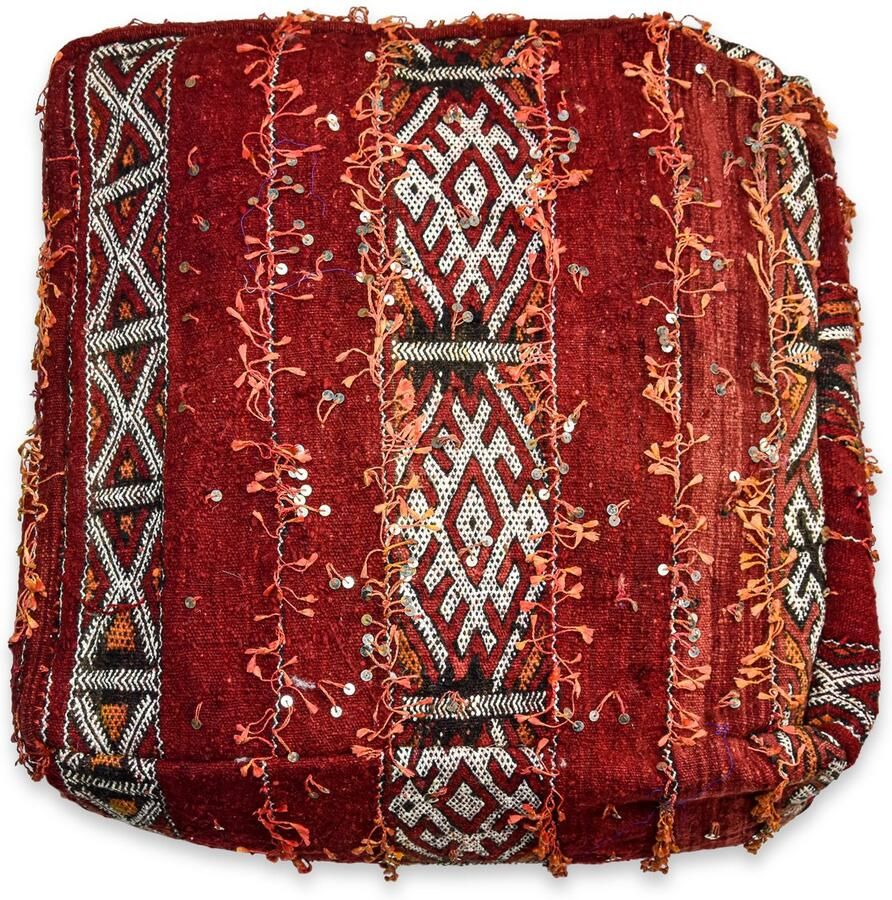 Poufs&Pillows Marokkaanse kelim poef Bohemian vloerkussen handgeweven uit natuurlijke materialen ongevuld K724