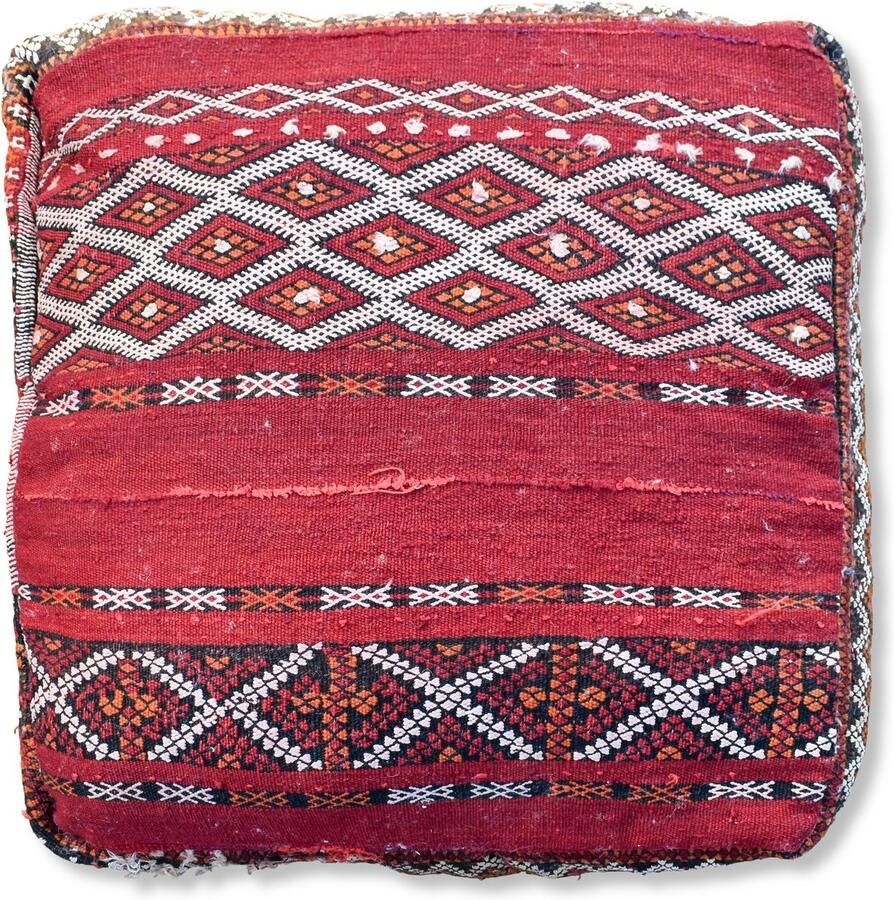 Poufs&Pillows Marokkaanse kelim poef Bohemian vloerkussen handgeweven uit natuurlijke materialen ongevuld K1120