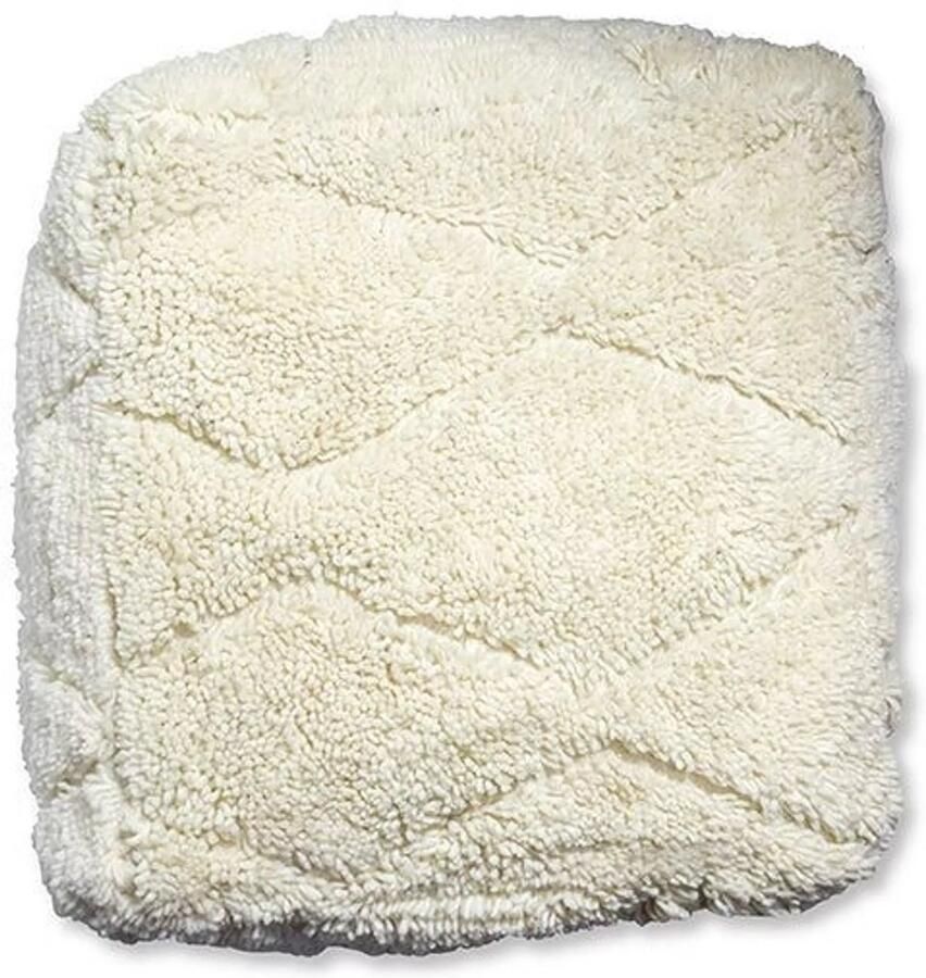 Poufs&Pillows Poufs & Pillows Beni Poef 60x60x25 Marokkaans handwerk Gevuld Maroccan Vakmanschap Wit Crème