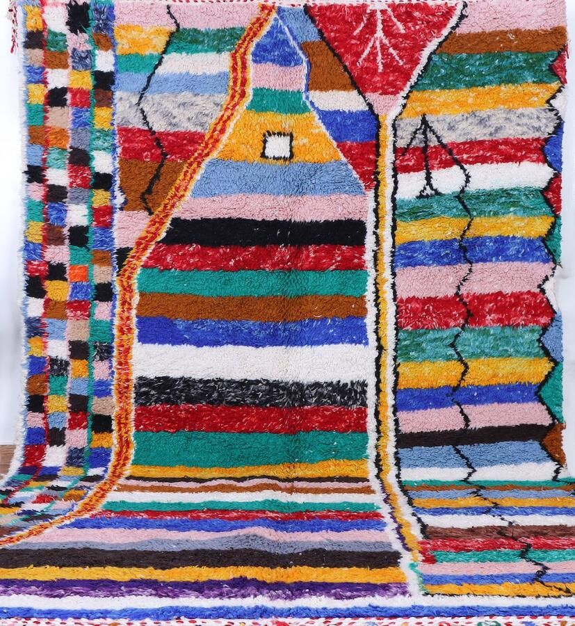 Poufs&Pillows Uniek Handgeweven Mrirt Berber Tapijt 300 x 200 cm Luxueus kleurrijk en authentiek Hoogpolig Vloerkleed van 100% Natuurlijke Wol R348