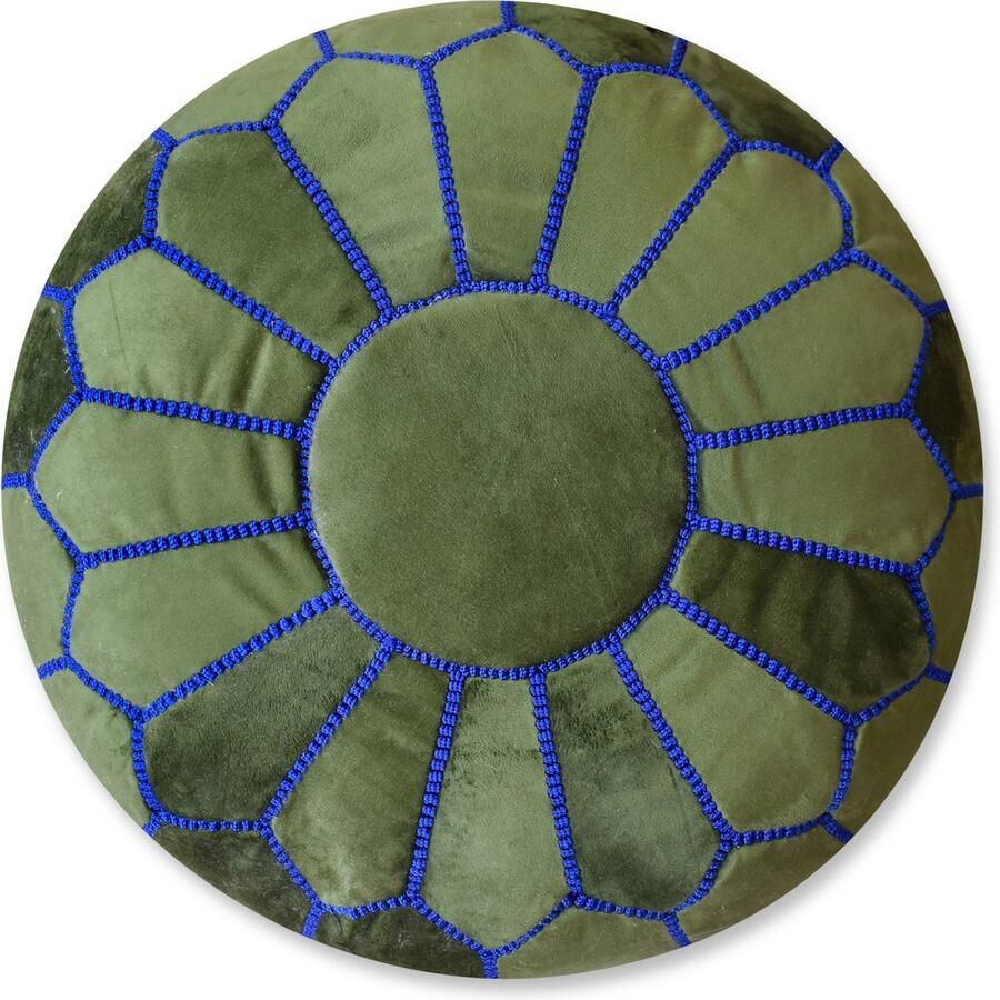 Poufs&Pillows Velvet poef turquoise Ronde poef Fluwelen poef Handgemaakt en uniek Gevuld geleverd Ideaal voor je woon- slaap- of kinderkamer
