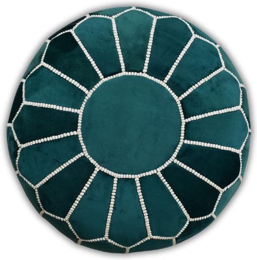 Poufs&Pillows Velvet poef Groen Ronde poef Fluwelen poef Handgemaakt en uniek Gevuld geleverd Ideaal voor je woon- slaap- of kinderkamer