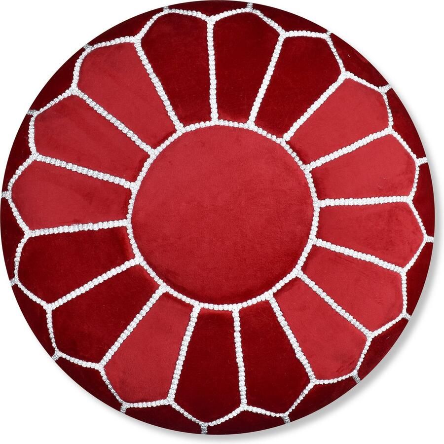 Poufs&Pillows Velvet poef Rood Ronde poef Fluwelen poef Handgemaakt en uniek Gevuld geleverd Ideaal voor je woon- slaap- of kinderkamer