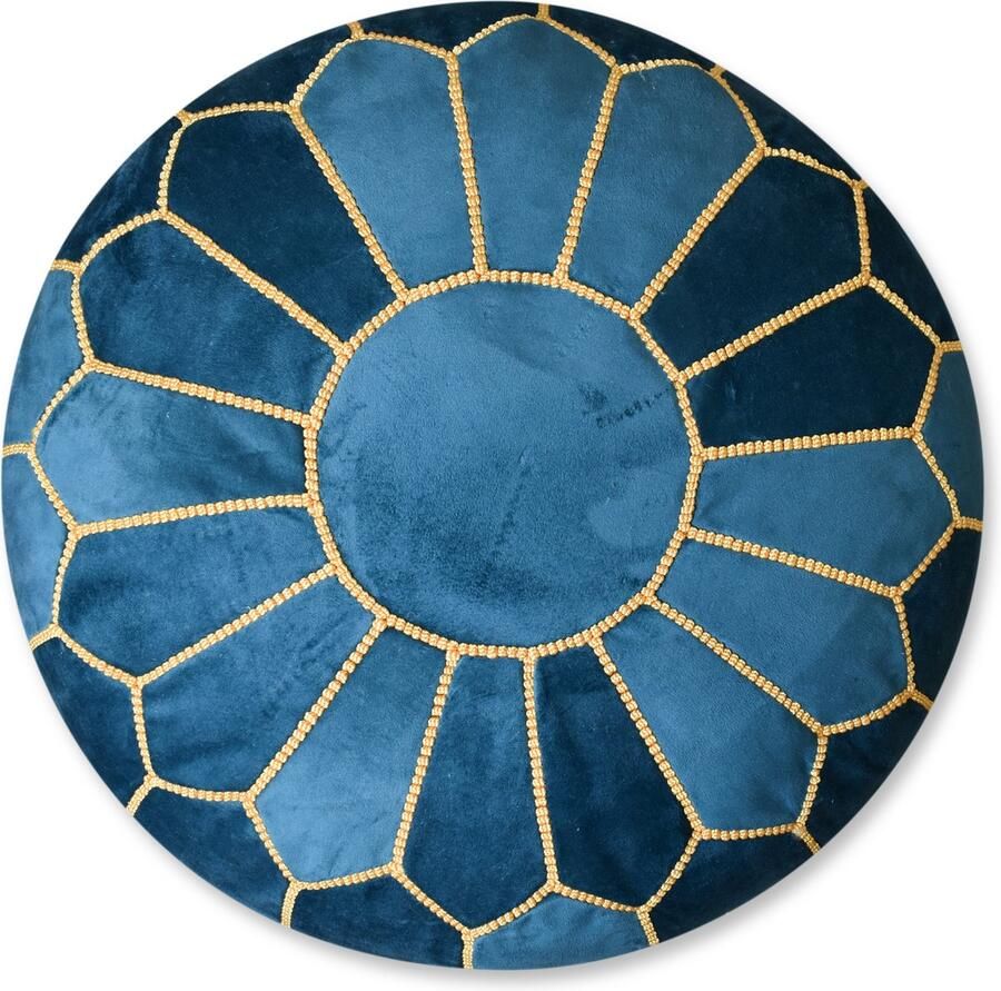 Poufs&Pillows Velvet poef turquoise Ronde poef Fluwelen poef Handgemaakt en uniek Gevuld geleverd Ideaal voor je woon- slaap- of kinderkamer - Foto 2