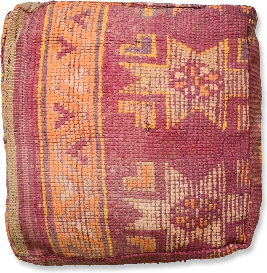 Poufs&Pillows vintage vloerkussen Bohemian poef handgeweven unieke kelim uit natuurlijke materialen Gevuld geleverd k1377 - Foto 4