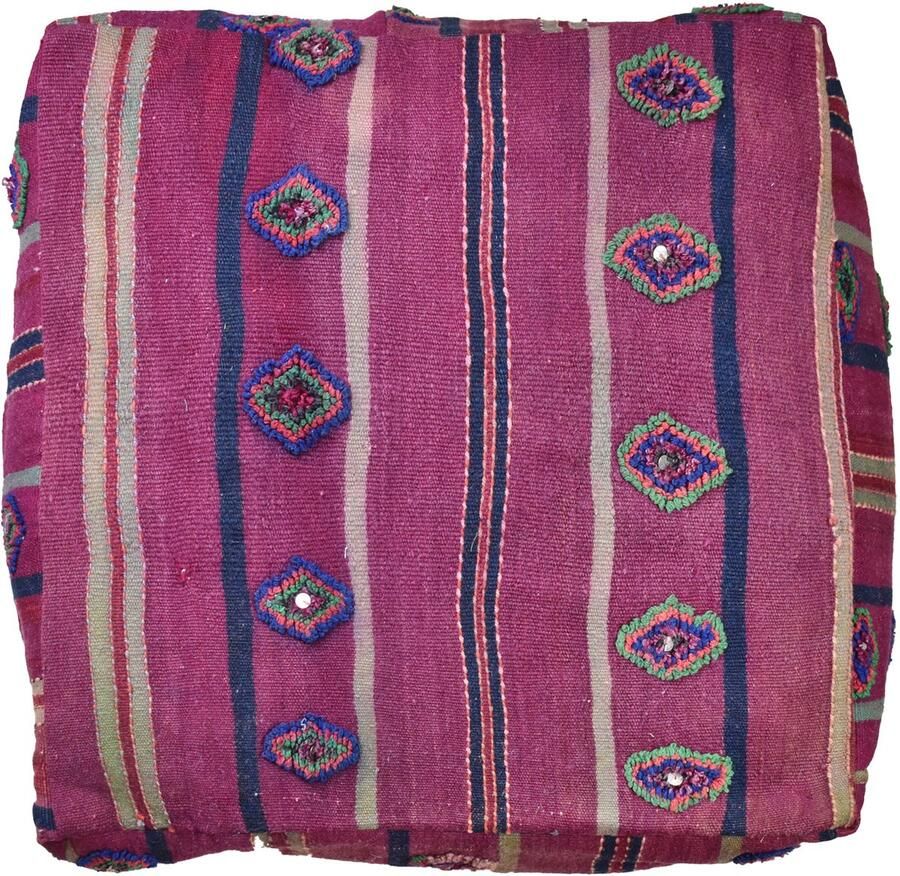 Poufs&Pillows vintage vloerkussen Bohemian poef handgeweven unieke kelim uit natuurlijke materialen Gevuld geleverd k1377 - Foto 2