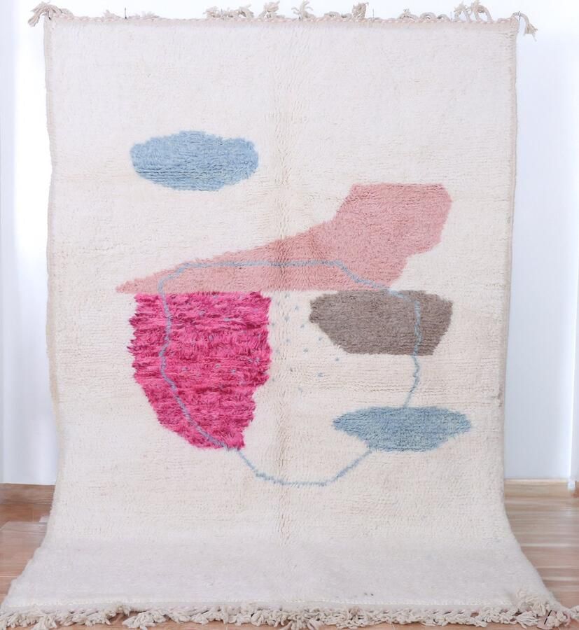 Poufs&Pillows Vloerkleed Azilal Marokkaans Vloerkleed 230 x 150 cm Handgemaakt & Uniek Gemaakt van 100% wol Hoogpolig Berber Vloerkleed