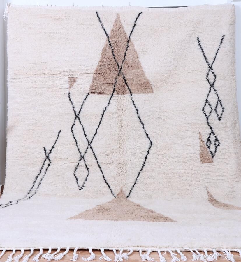 Poufs&Pillows Vloerkleed Vintage Marokkaans Vloerkleed 330 x 220 cm Handgemaakt Kleurrijk & Uniek Gemaakt van 100% wol Hoogpolig Beni Mguild Tapijt