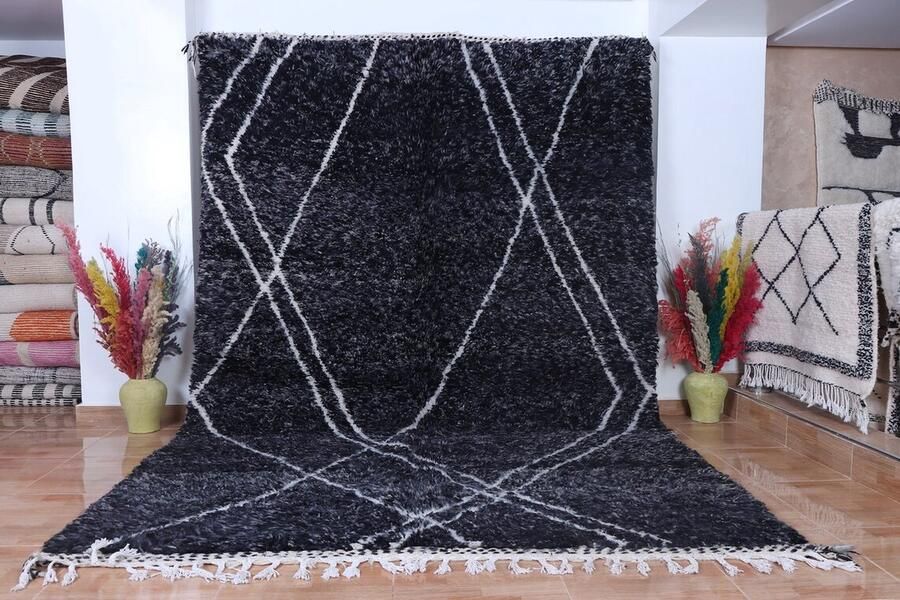 Poufs&Pillows Vloerkleed Vintage Marokkaans Vloerkleed 300 x 170 cm Handgemaakt Kleurrijk & Uniek Gemaakt van 100% wol Hoogpolig Beni Mguild Tapijt